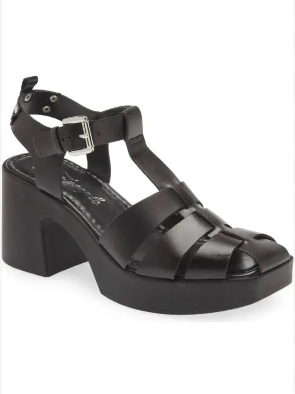 Free People Black Platform Fisherman Sandal with Chunky Heel